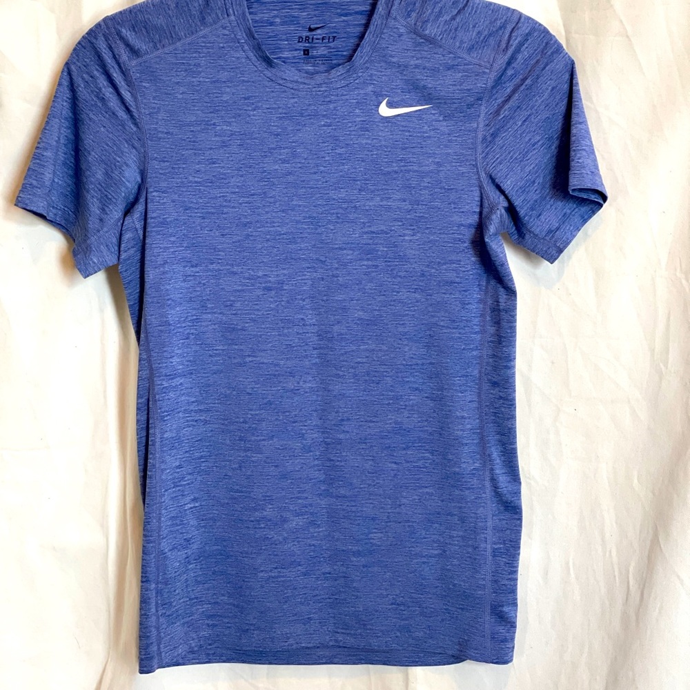 Nike Dri Fit heathered blue shirt womens small EUC